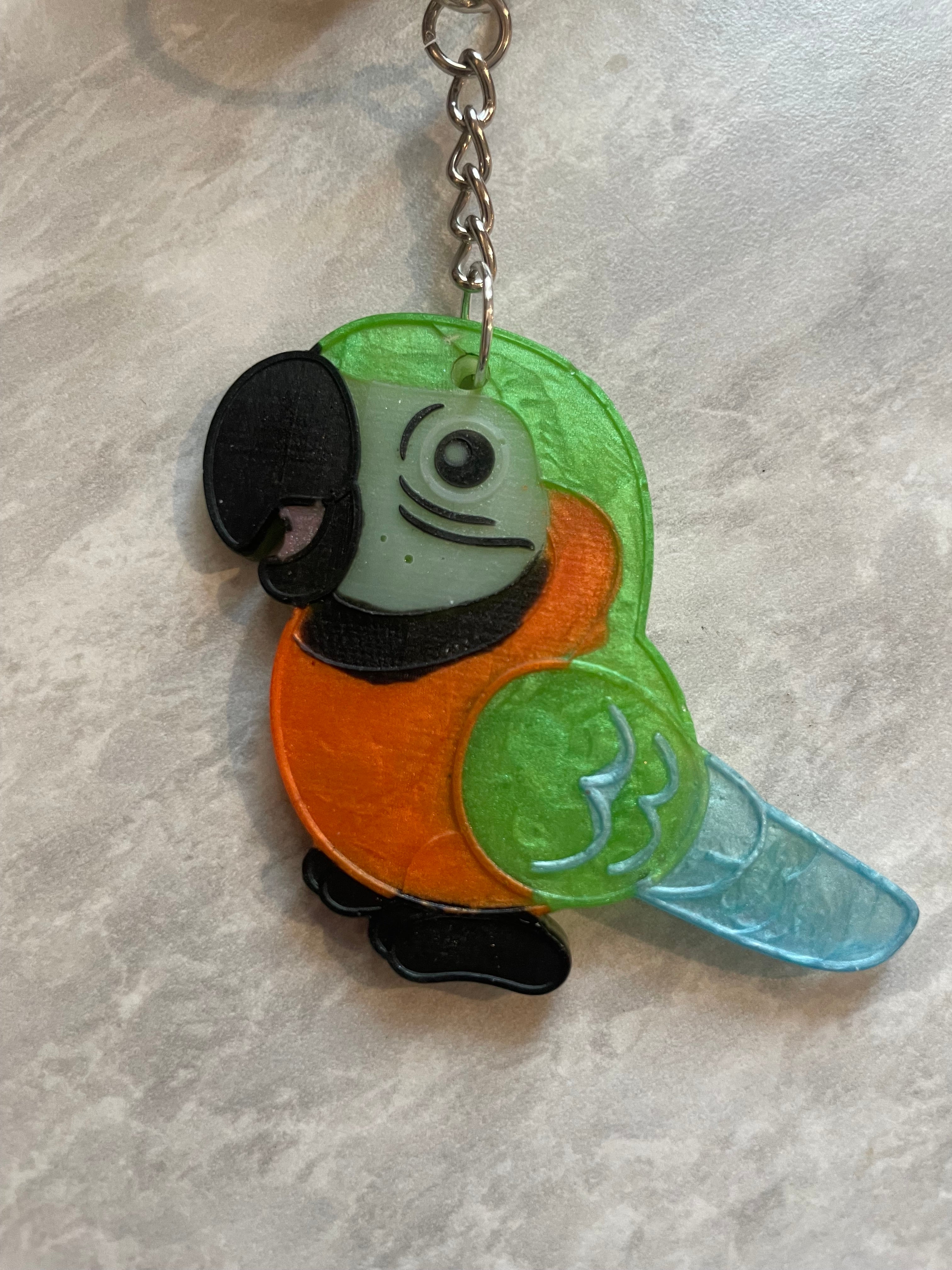 Handmade Resin Parrot Keychain
