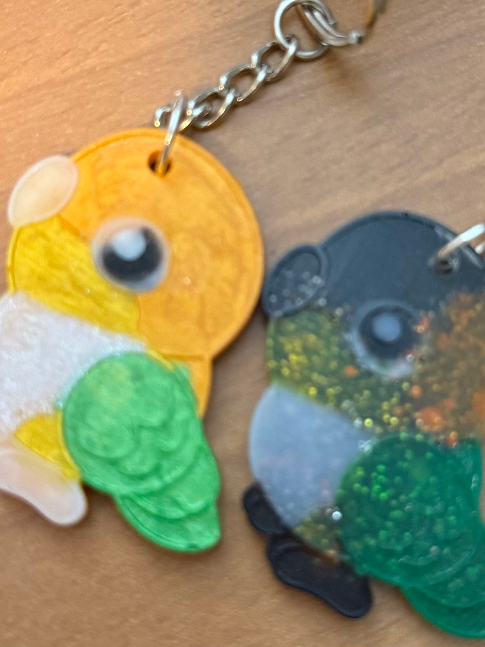 Handmade Resin Parrot Keychain