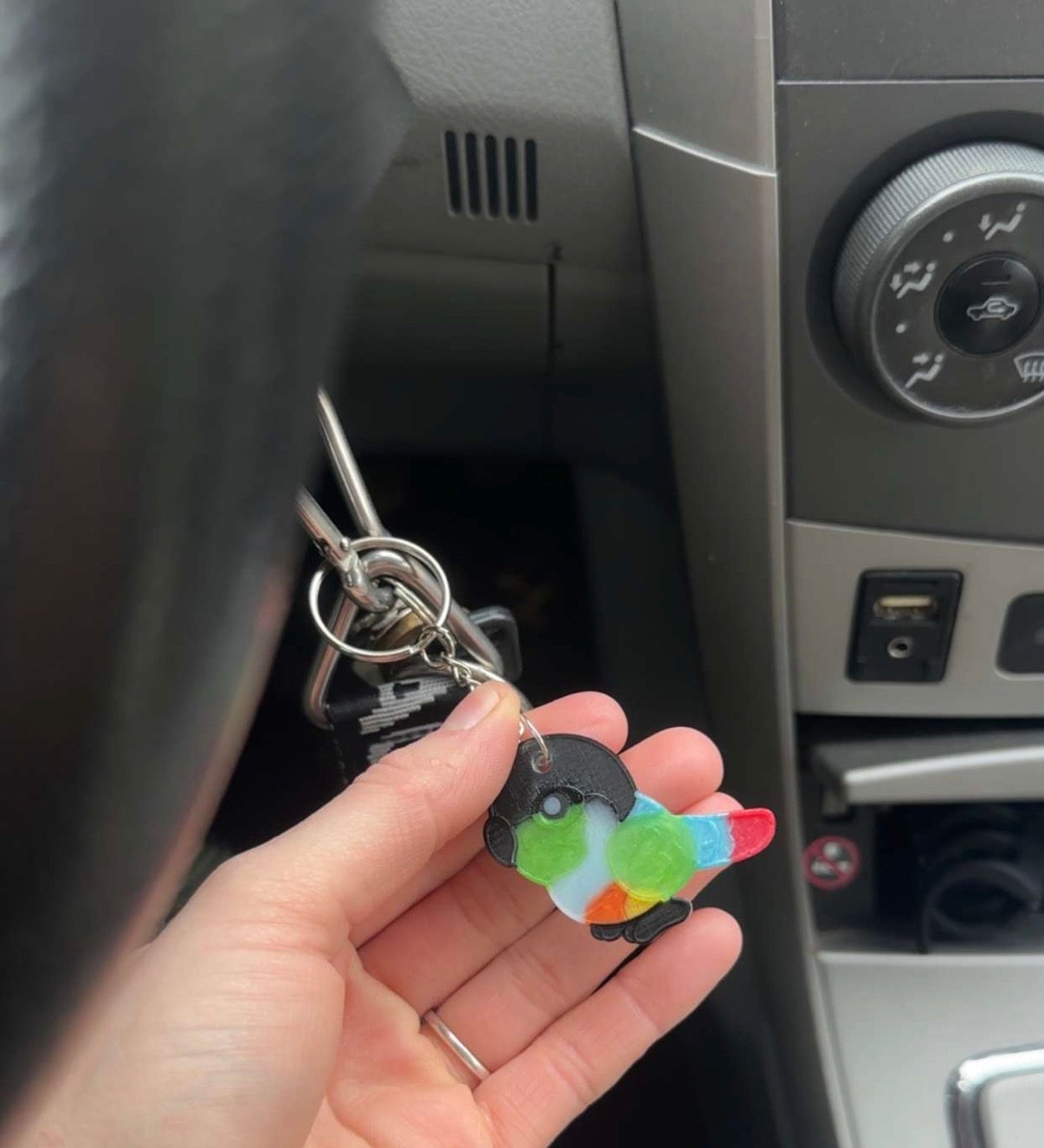 Handmade Resin Parrot Keychain
