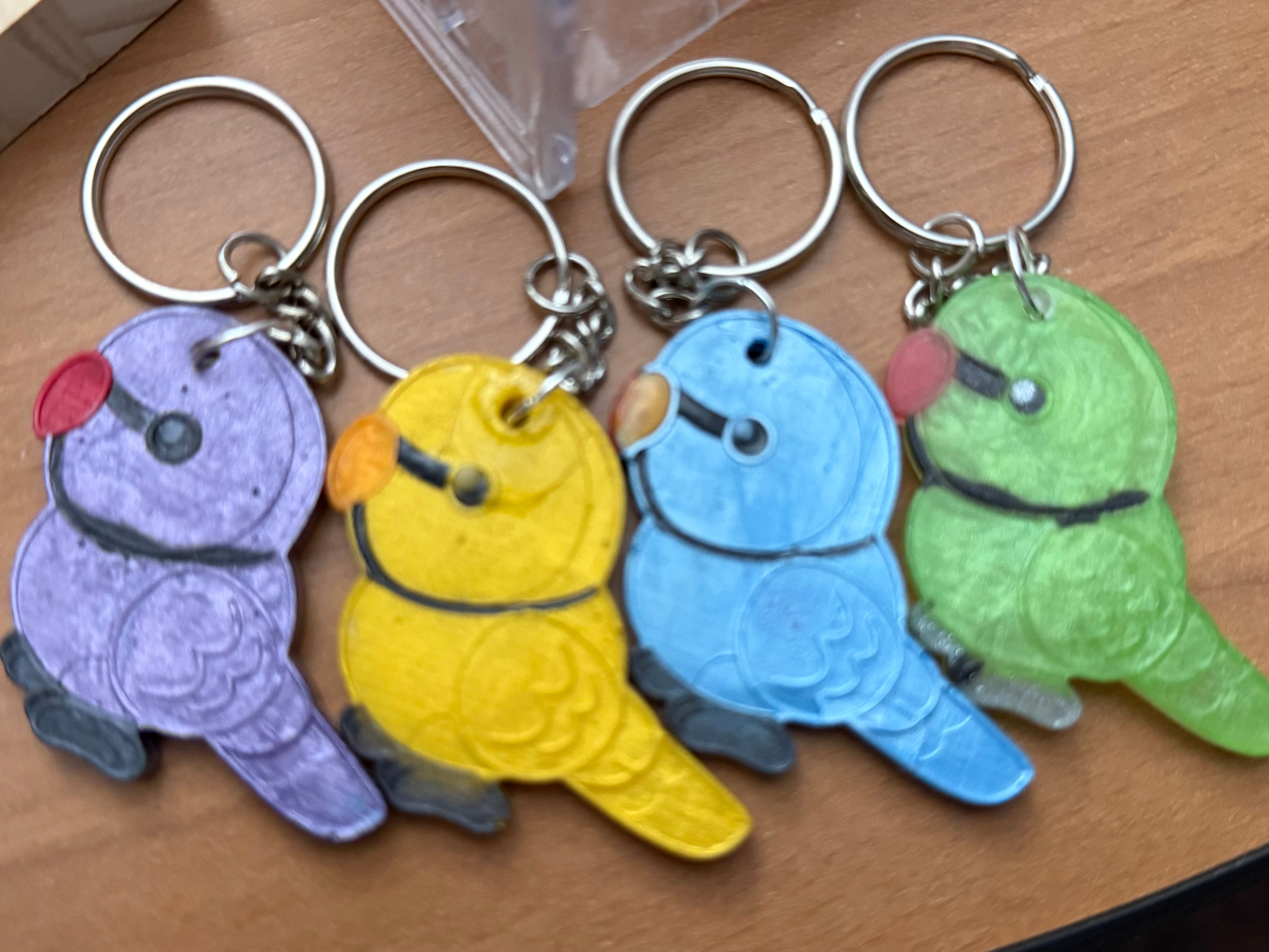Handmade Resin Parrot Keychain