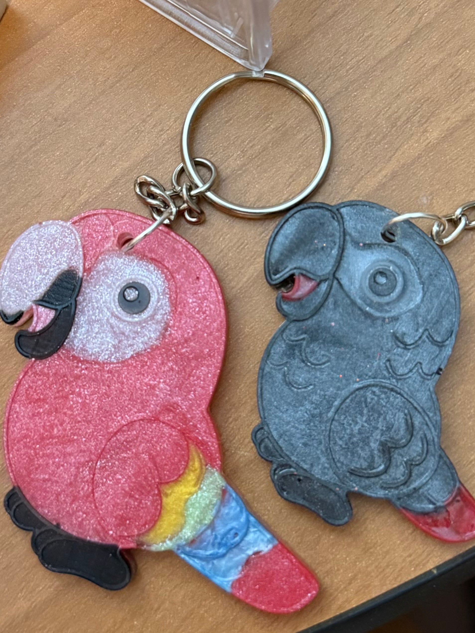 Handmade Resin Parrot Keychain