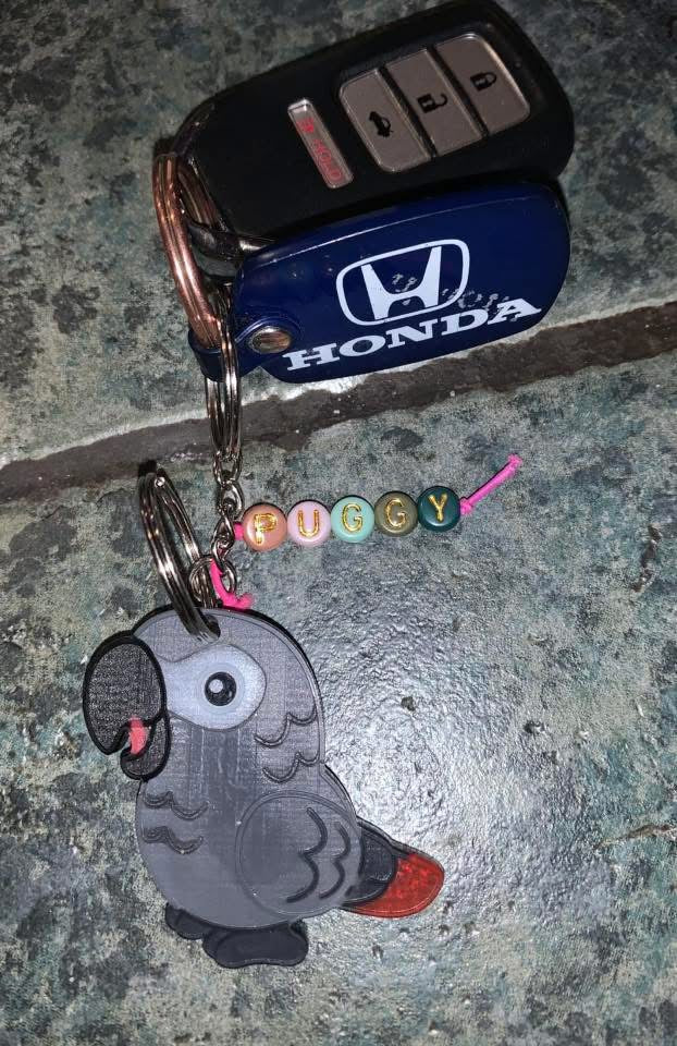 Handmade Resin Parrot Keychain