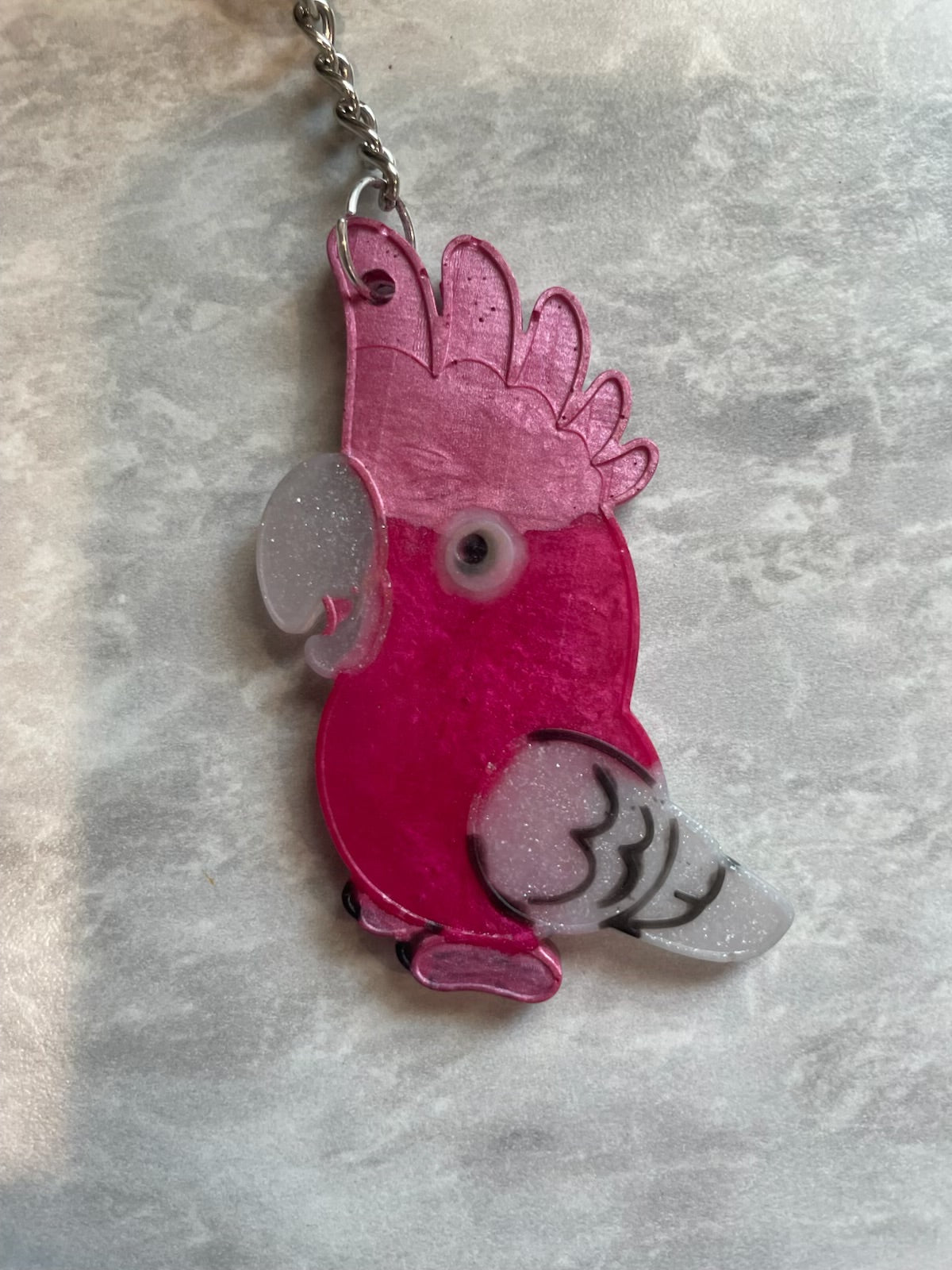 Handmade Resin Parrot Keychain